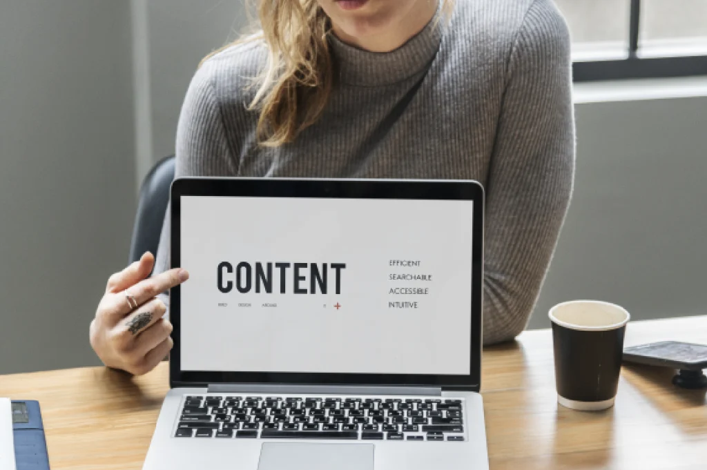 laptop content woman