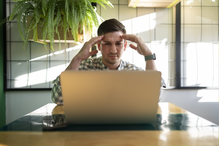 man laptop thinking